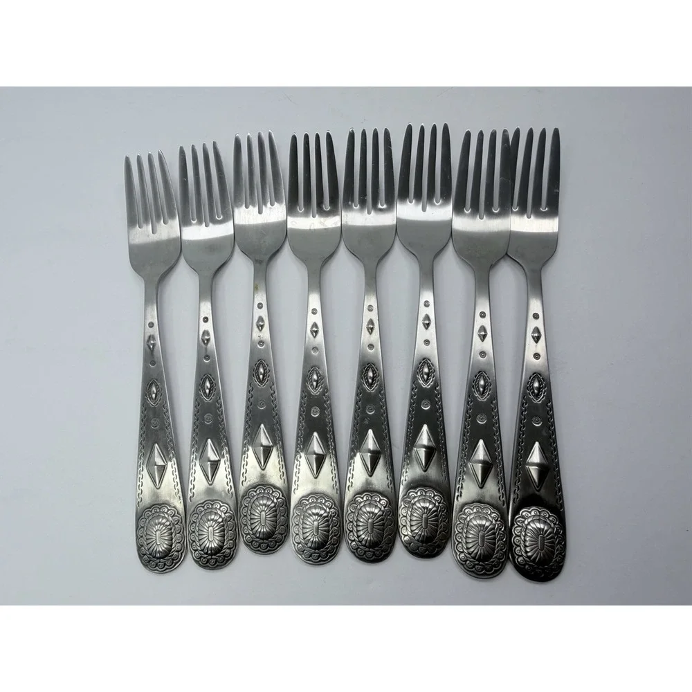 Wallace Taos Stainless Steel Dinner Forks Set Of 8 China 18/10 Southwest